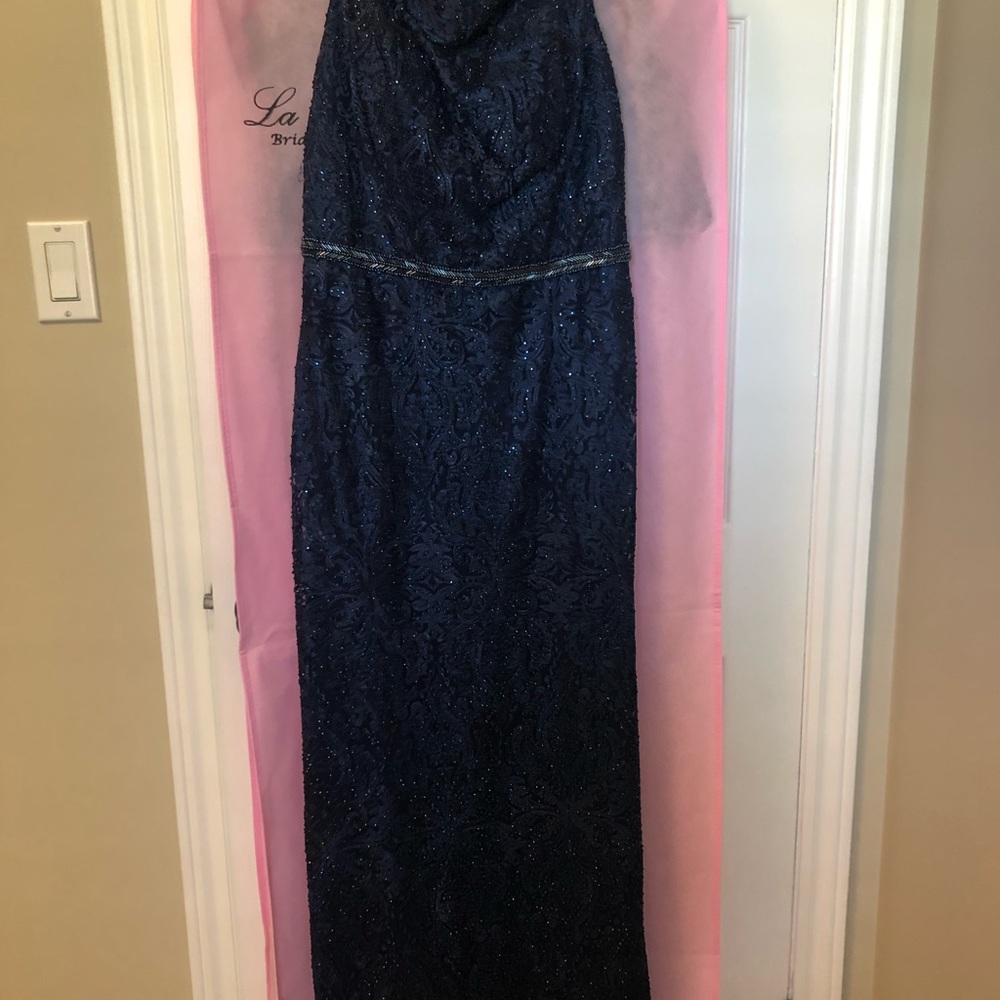 Beaded Navy Blue long Gown